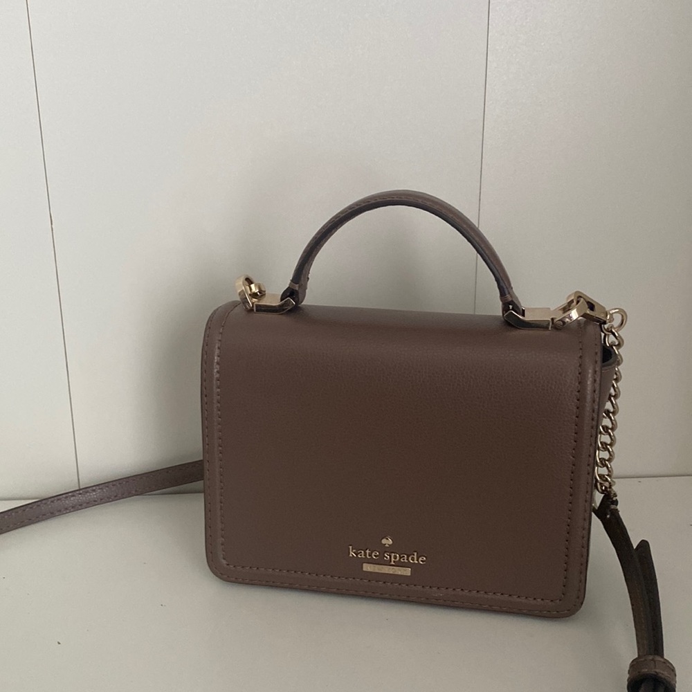 Kate Spade taupe leather mini crossbody bag